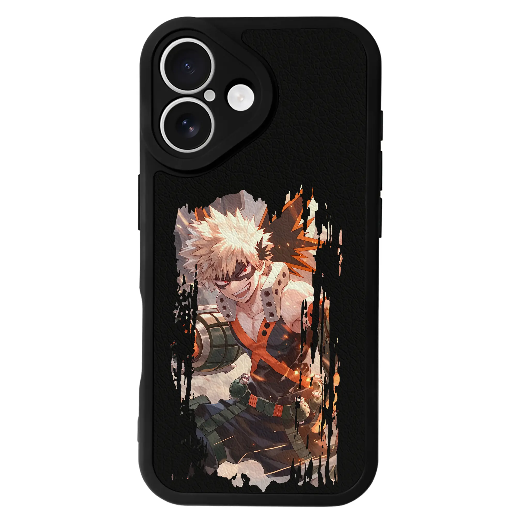 僕のヒーローアカデミア グッズ,爆豪勝己 - IPhone 16シリーズ対応 ・ シリコンスマホケース ・ レザー調 ・ 高精度フィット ・ 耐衝撃 ・ ワイヤレス充電対応 ・ 精密カット